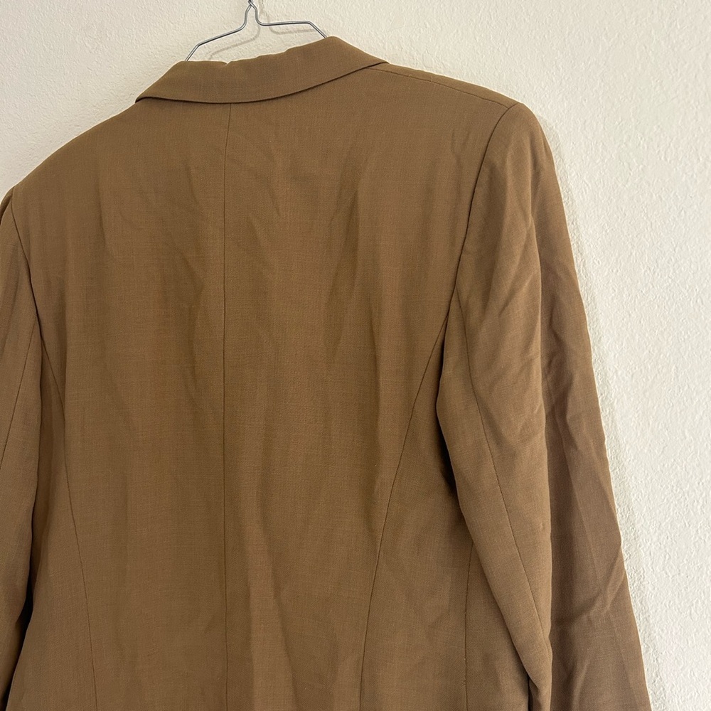Vintage 90s DKNY Donna Karan 100% Wool Blazer Jacket Brown Business Size 4 Women - Picture 6 of 9